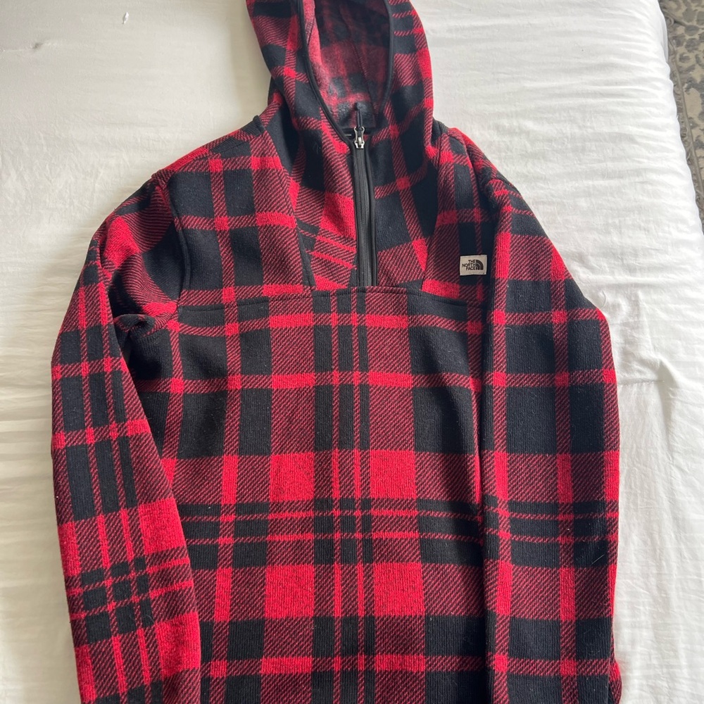 The North Face Zip-Up Red and Black Sweater